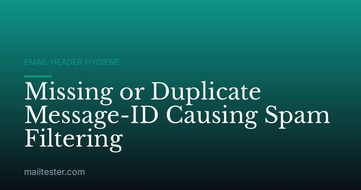 Missing or Duplicate Message-ID Causing Spam Filtering