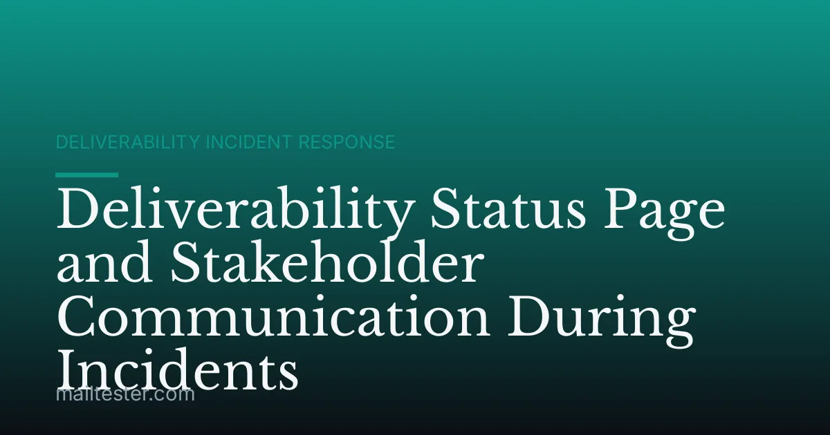 Deliverability Status Page and Stakeholder Communication During Incidents