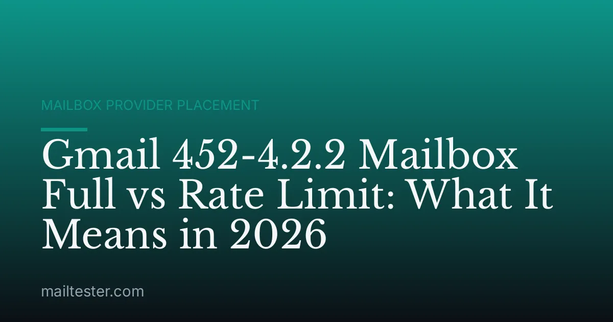 Gmail 452-4.2.2 Mailbox Full vs Rate Limit: What It Means in 2026