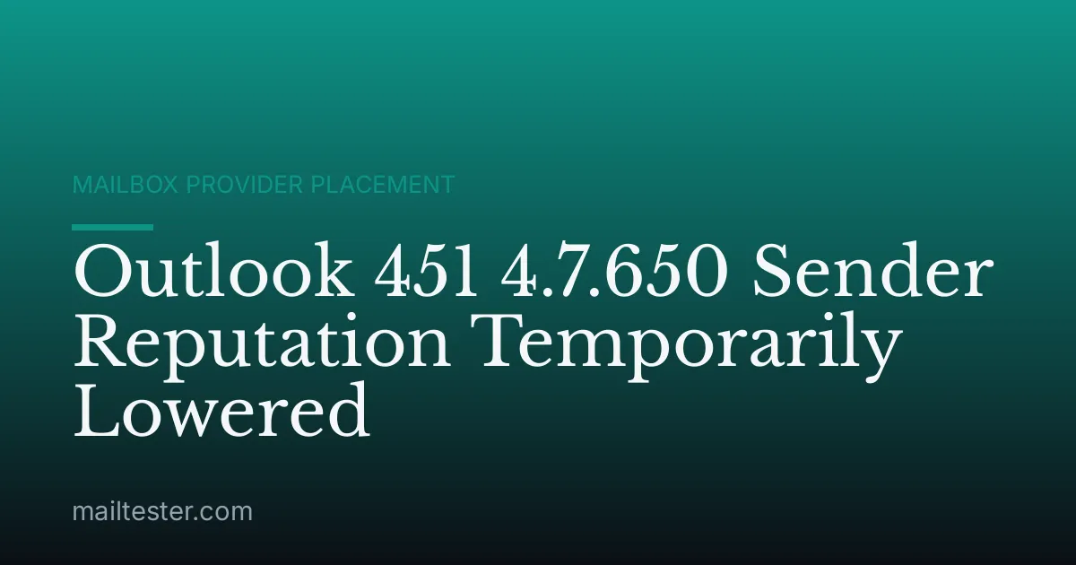 Outlook 451 4.7.650 Sender Reputation Temporarily Lowered