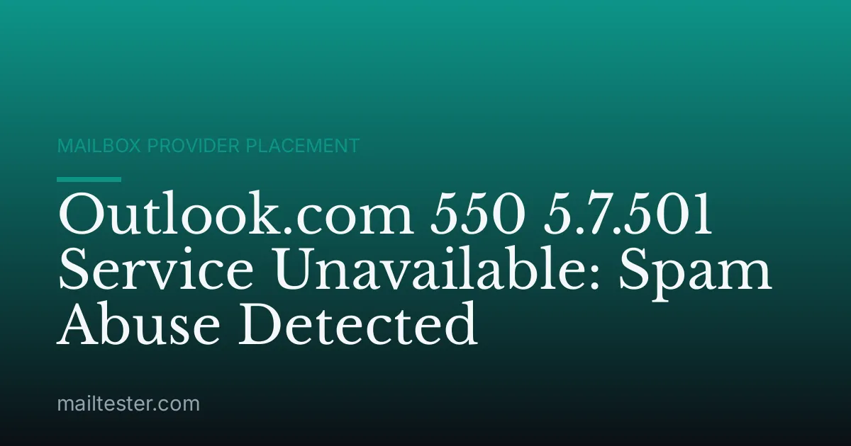 Outlook.com 550 5.7.501 Service Unavailable: Spam Abuse Detected