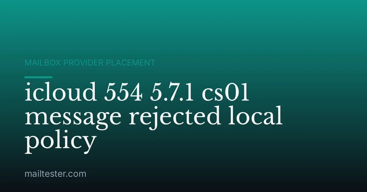 icloud 554 5.7.1 cs01 message rejected local policy