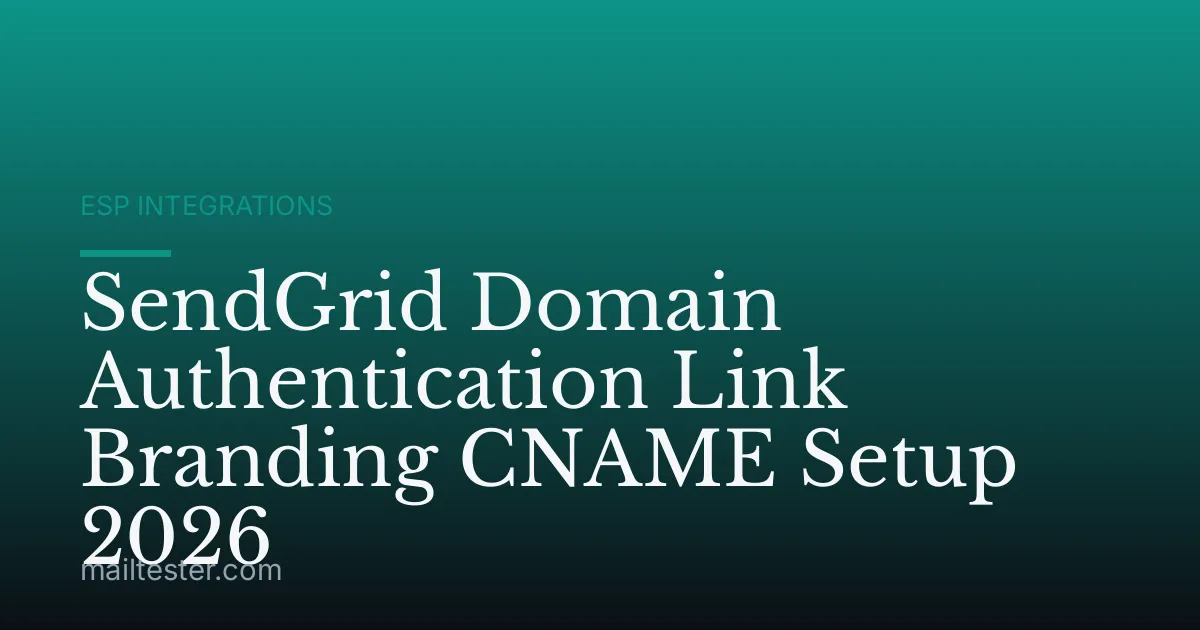 SendGrid Domain Authentication Link Branding CNAME Setup 2026