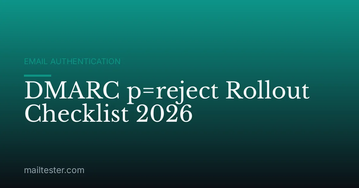 DMARC p=reject Rollout Checklist 2026