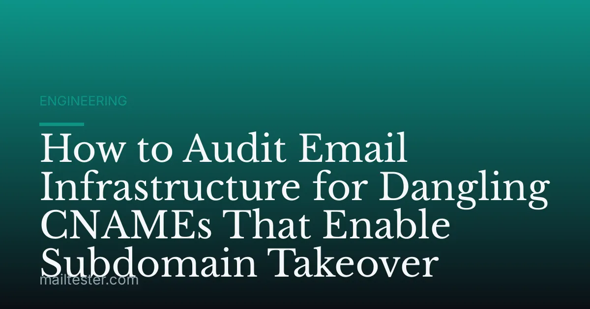 How to Audit Email Infrastructure for Dangling CNAMEs That Enable Subdomain Takeover