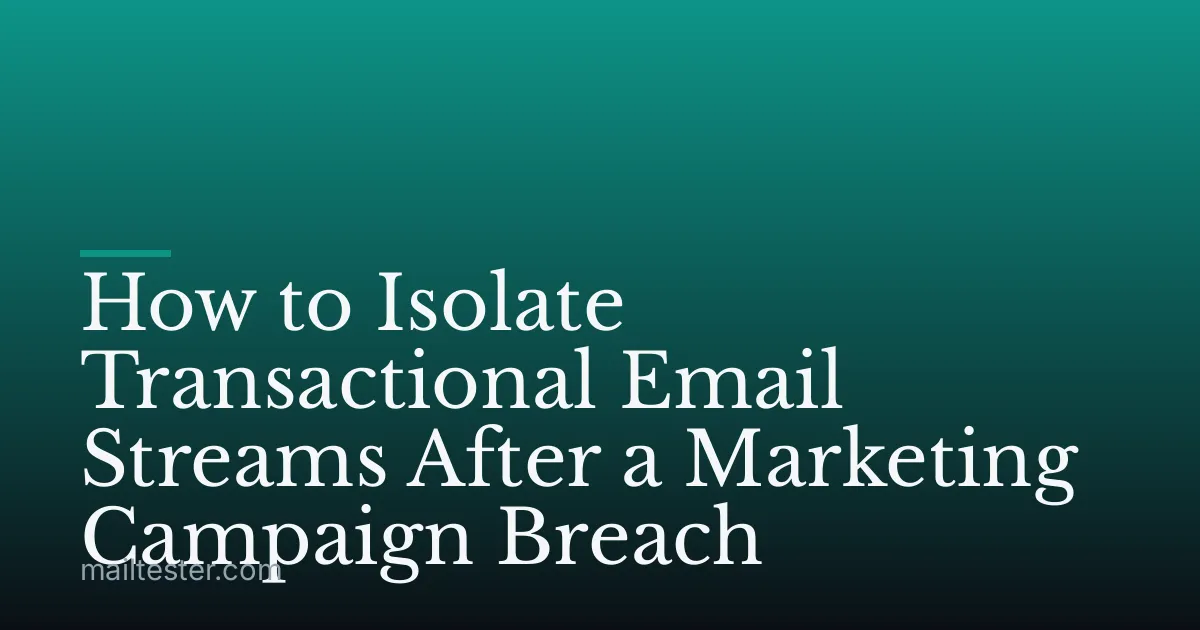 How to Isolate Transactional Email Streams After a Marketing Campaign Breach