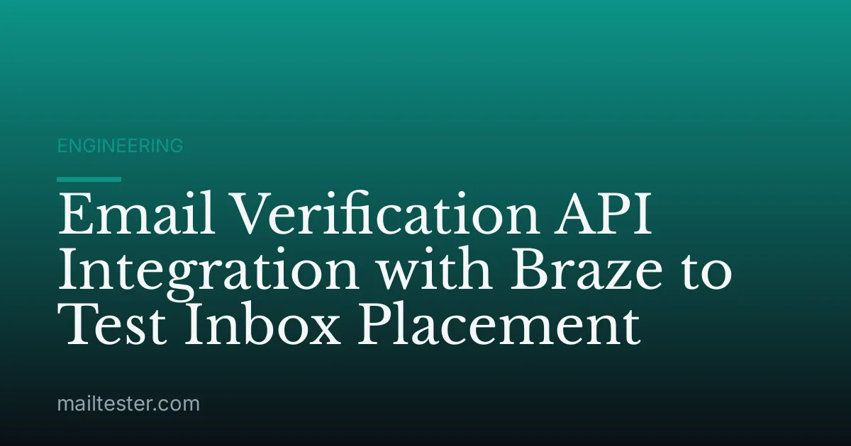 Email Verification API Integration with Braze to Test Inbox Placement