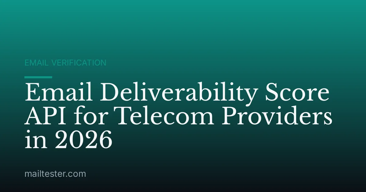 Email Deliverability Score API for Telecom Providers in 2026