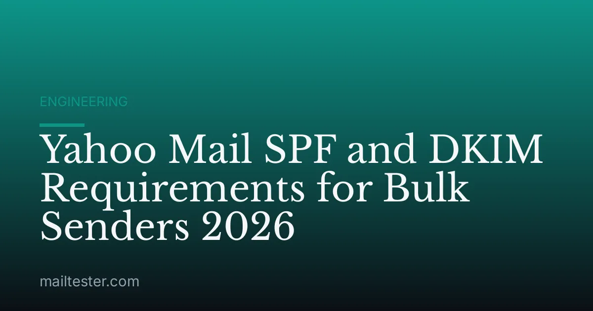 Yahoo Mail SPF and DKIM Requirements for Bulk Senders 2026