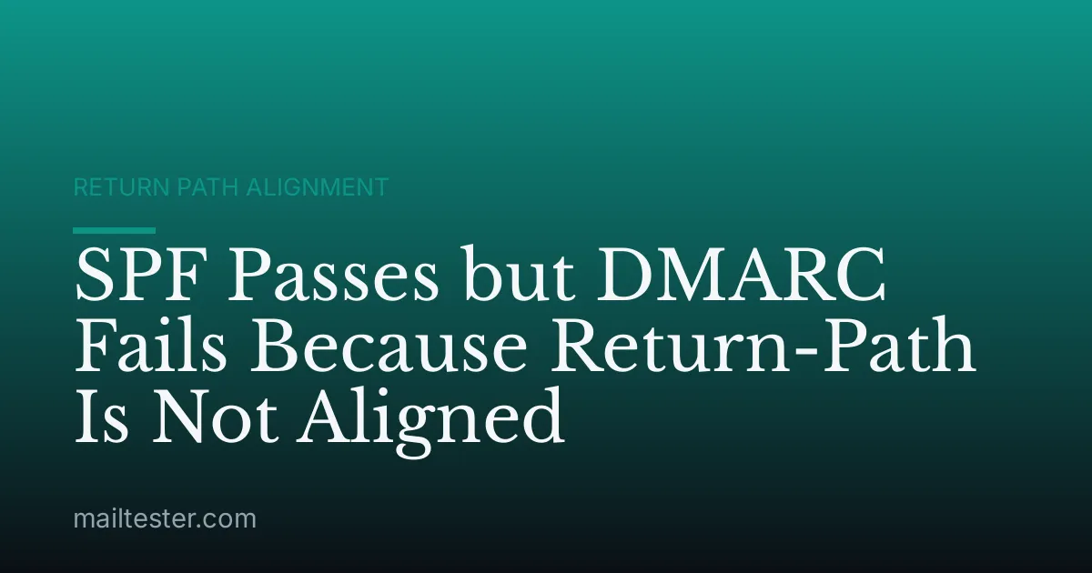 SPF Passes but DMARC Fails Because Return-Path Is Not Aligned