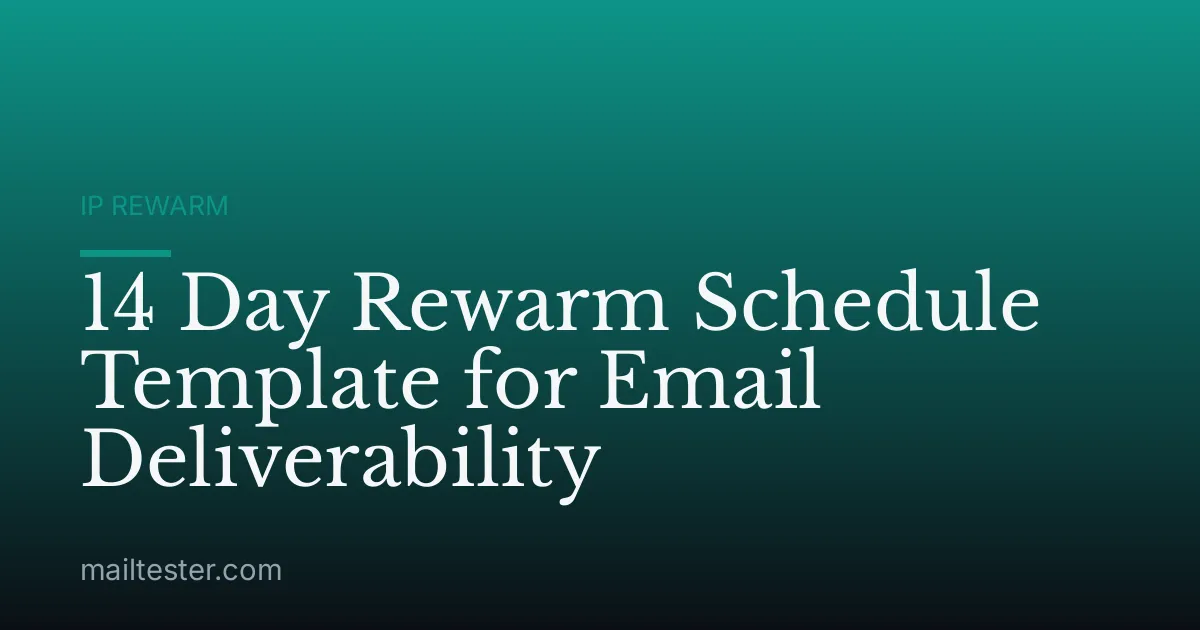14 Day Rewarm Schedule Template for Email Deliverability