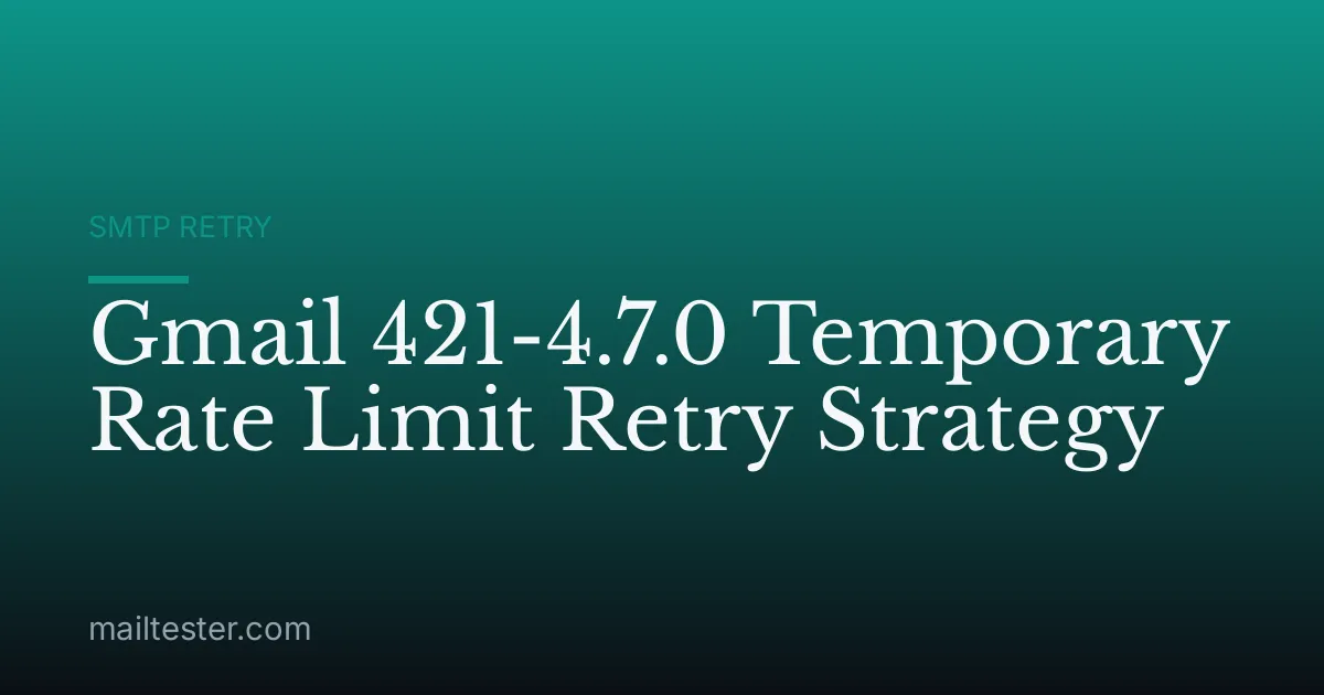 Gmail 421-4.7.0 Temporary Rate Limit Retry Strategy
