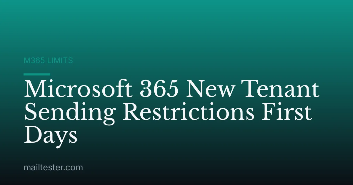 Microsoft 365 New Tenant Sending Restrictions First Days
