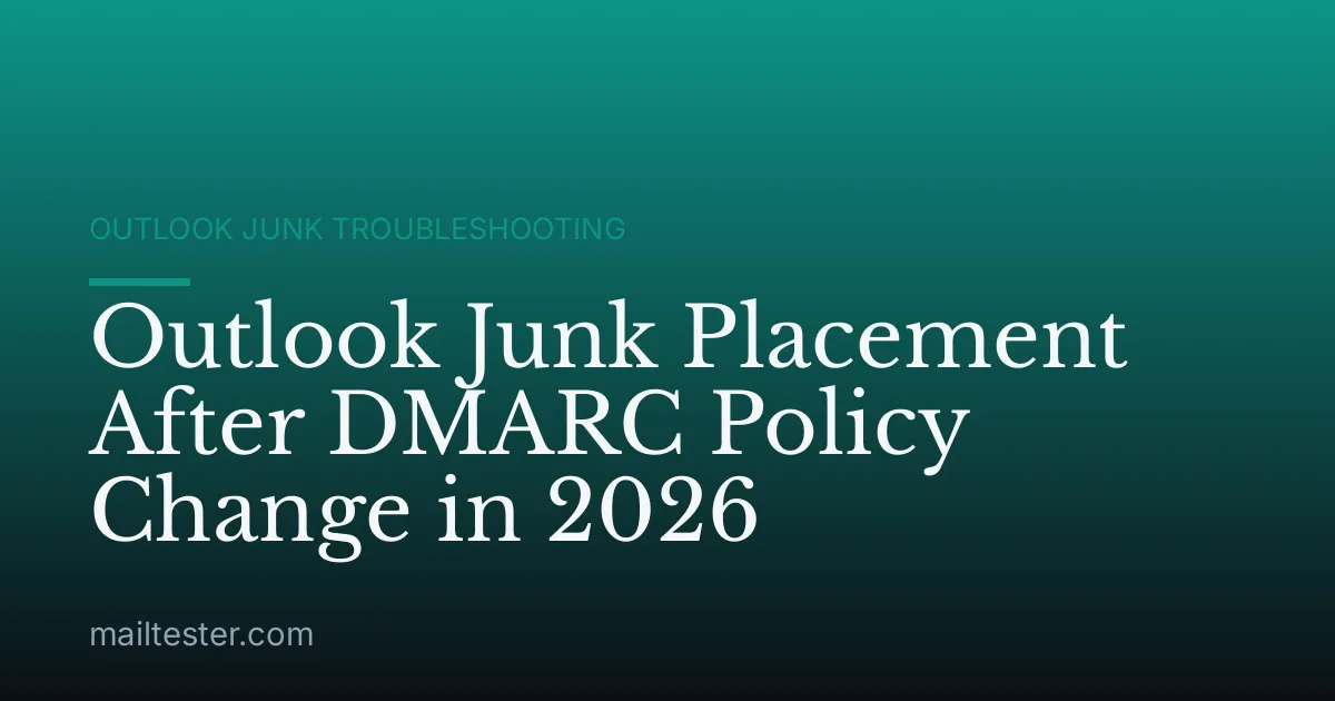 Outlook Junk Placement After DMARC Policy Change in 2026