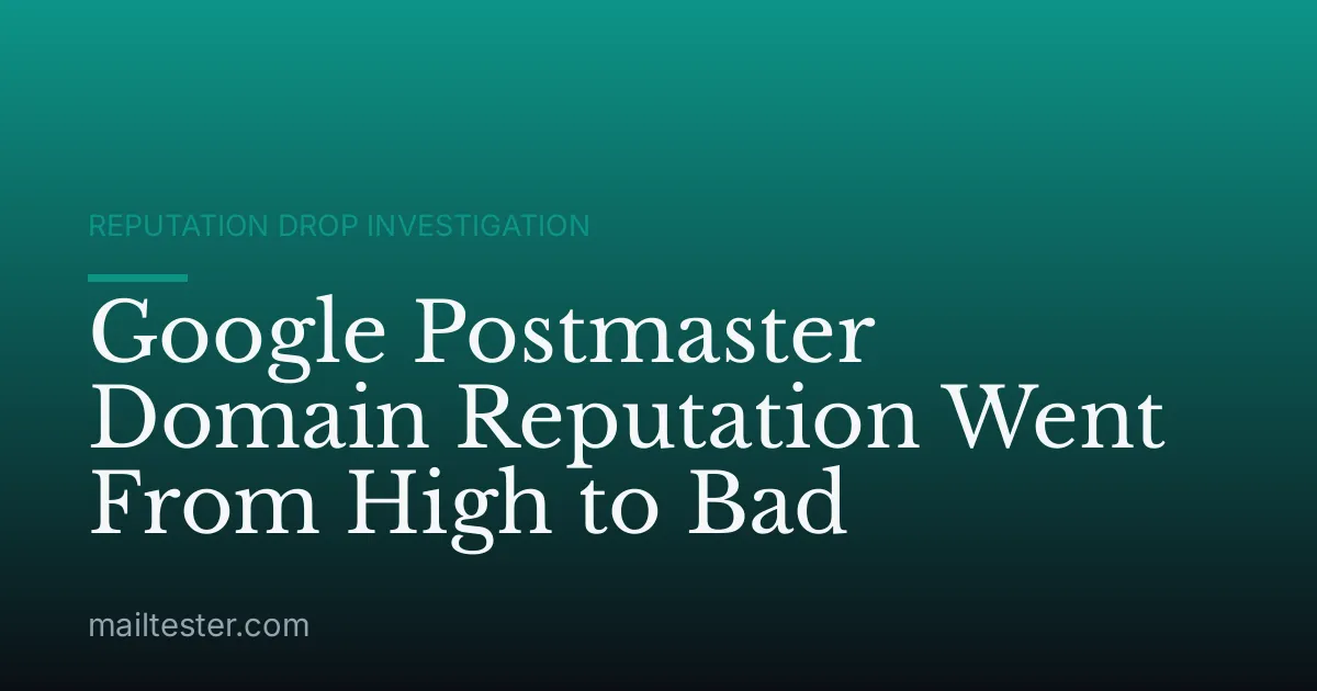 Google Postmaster Domain Reputation Went From High to Bad