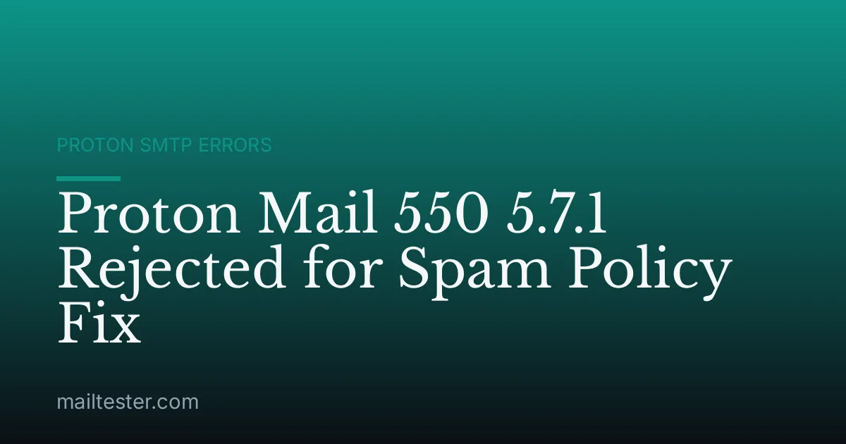 Proton Mail 550 5.7.1 Rejected for Spam Policy Fix