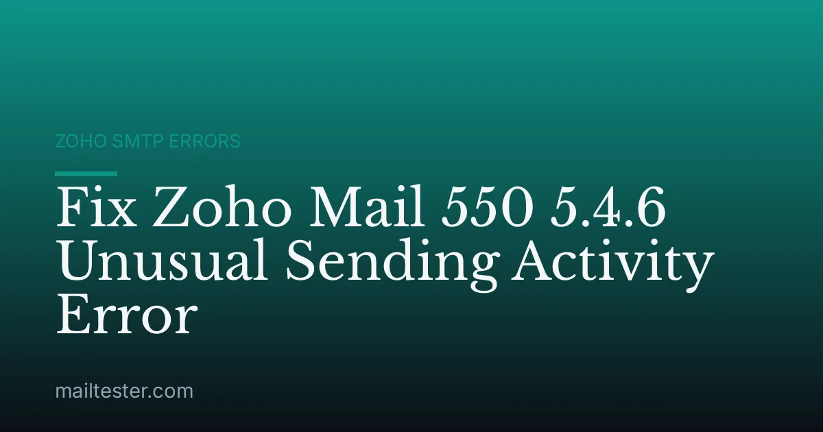 Fix Zoho Mail 550 5.4.6 Unusual Sending Activity Error