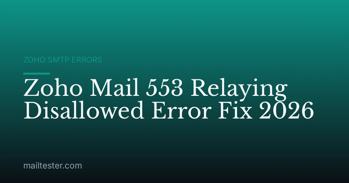 Zoho Mail 553 Relaying Disallowed Error Fix 2026