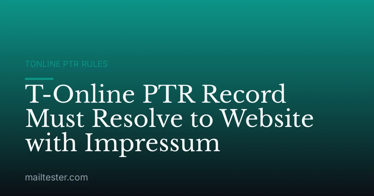 T-Online PTR Record Must Resolve to Website with Impressum