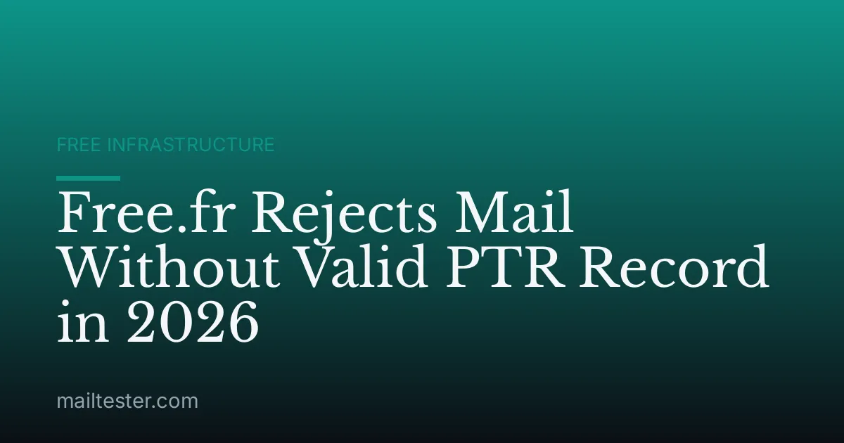 Free.fr Rejects Mail Without Valid PTR Record in 2026