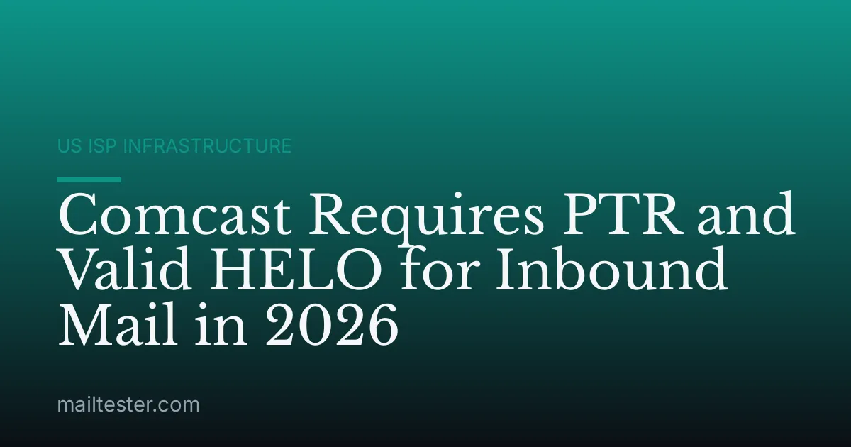 Comcast Requires PTR and Valid HELO for Inbound Mail in 2026