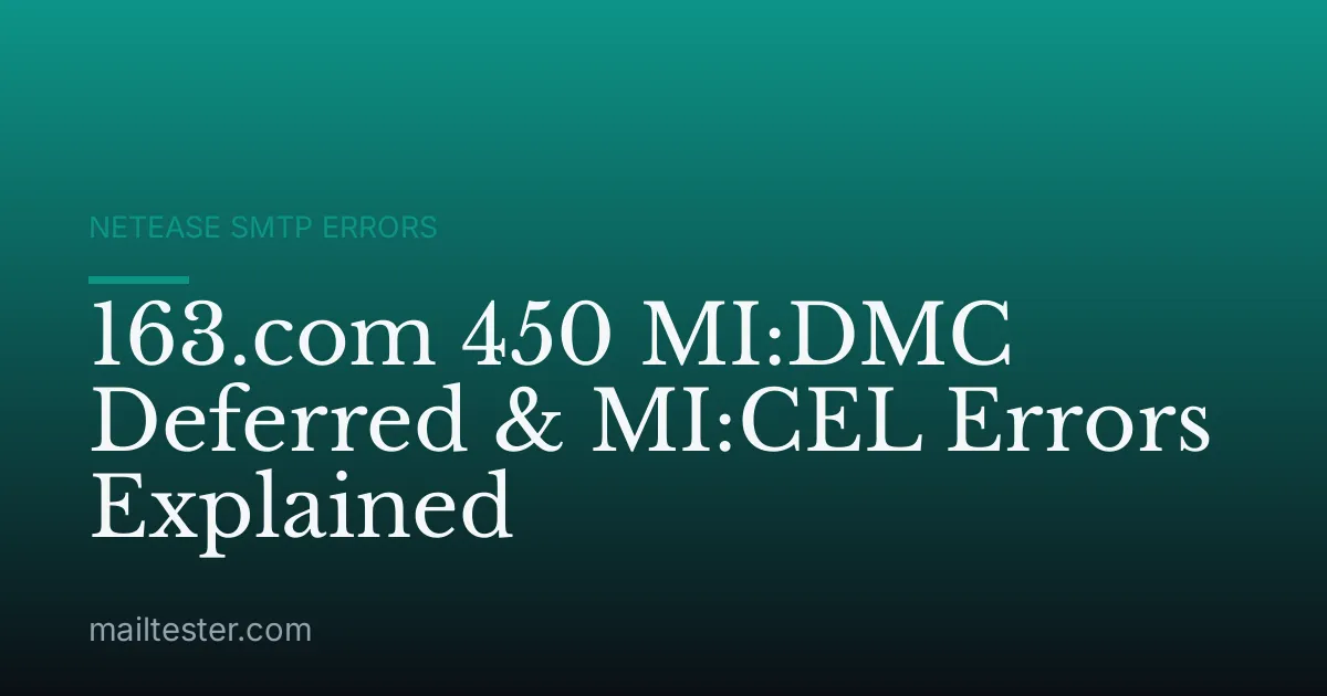 163.com 450 MI:DMC Deferred & MI:CEL Errors Explained