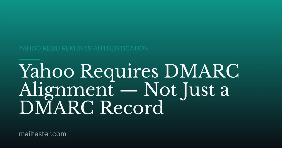 Yahoo Requires DMARC Alignment — Not Just a DMARC Record