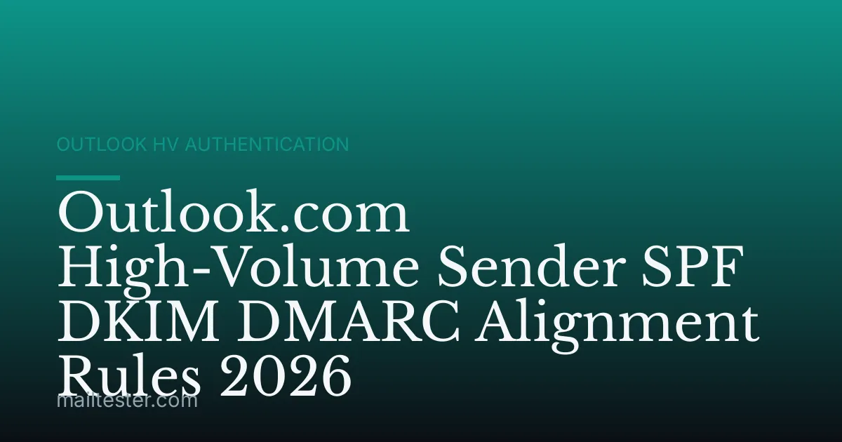 Outlook.com High-Volume Sender SPF DKIM DMARC Alignment Rules 2026