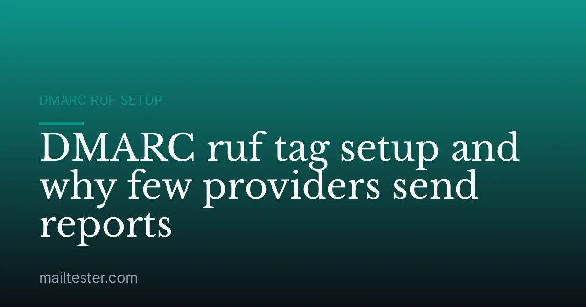 DMARC ruf tag setup and why few providers send reports