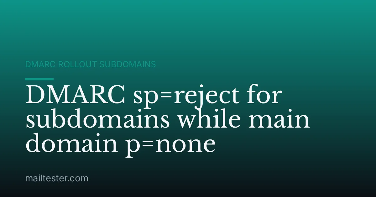 DMARC sp=reject for subdomains while main domain p=none