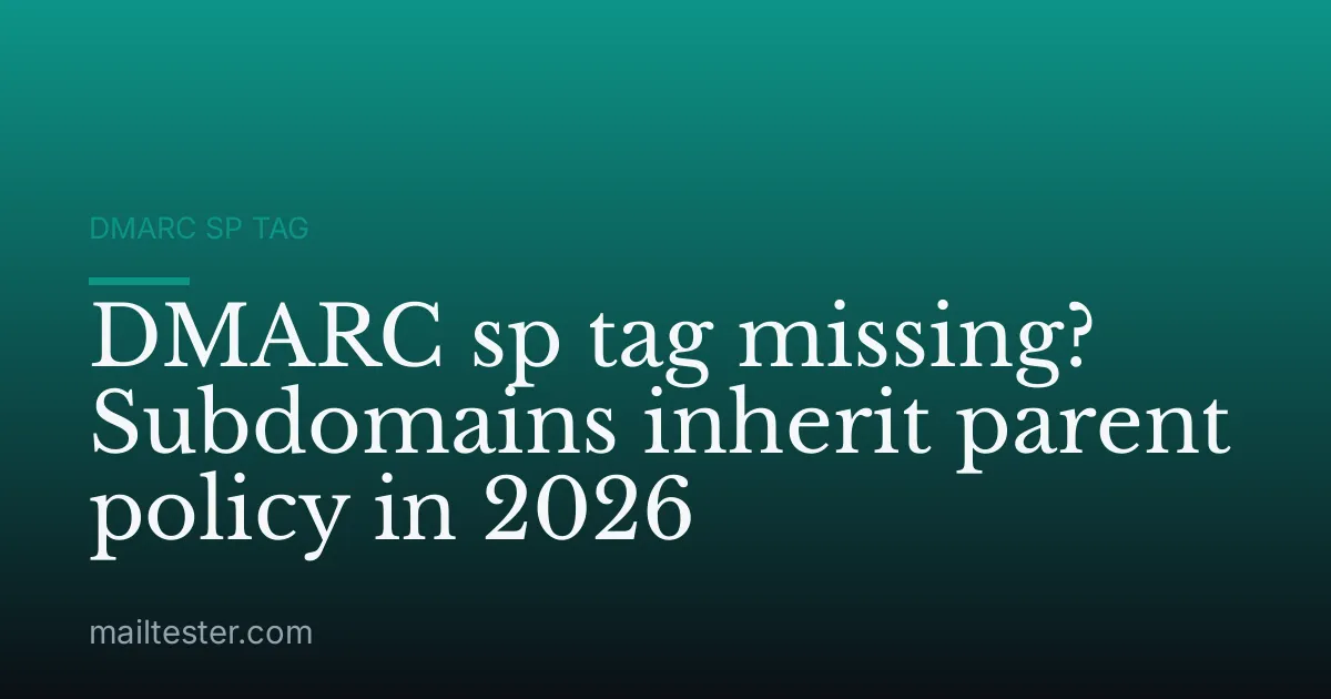 DMARC sp tag missing? Subdomains inherit parent policy in 2026