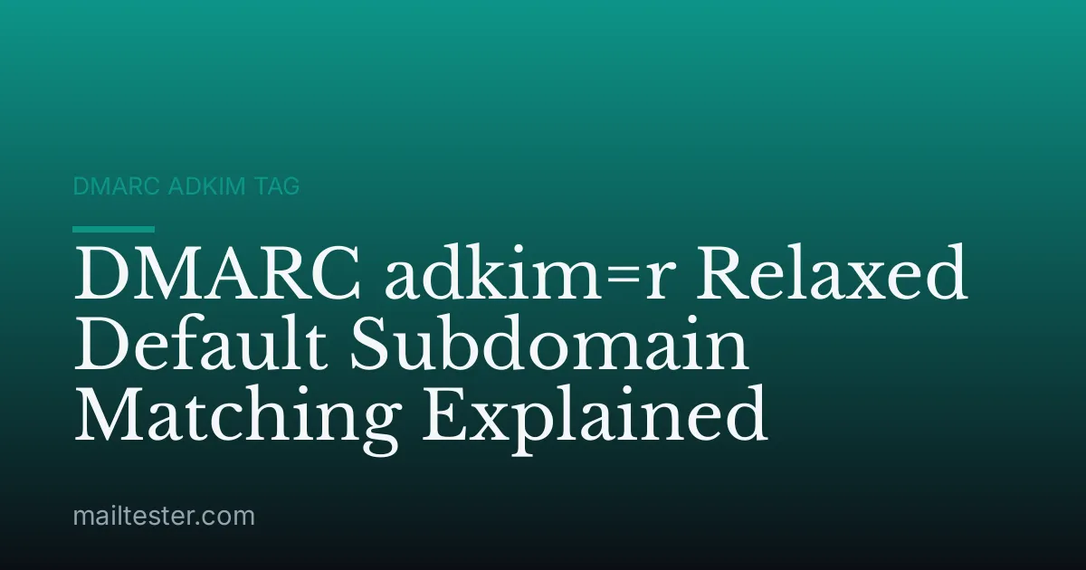 DMARC adkim=r Relaxed Default Subdomain Matching Explained