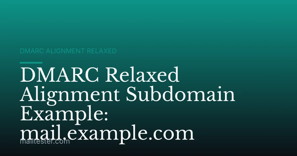 DMARC Relaxed Alignment Subdomain Example: mail.example.com