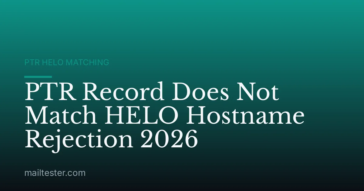 PTR Record Does Not Match HELO Hostname Rejection 2026