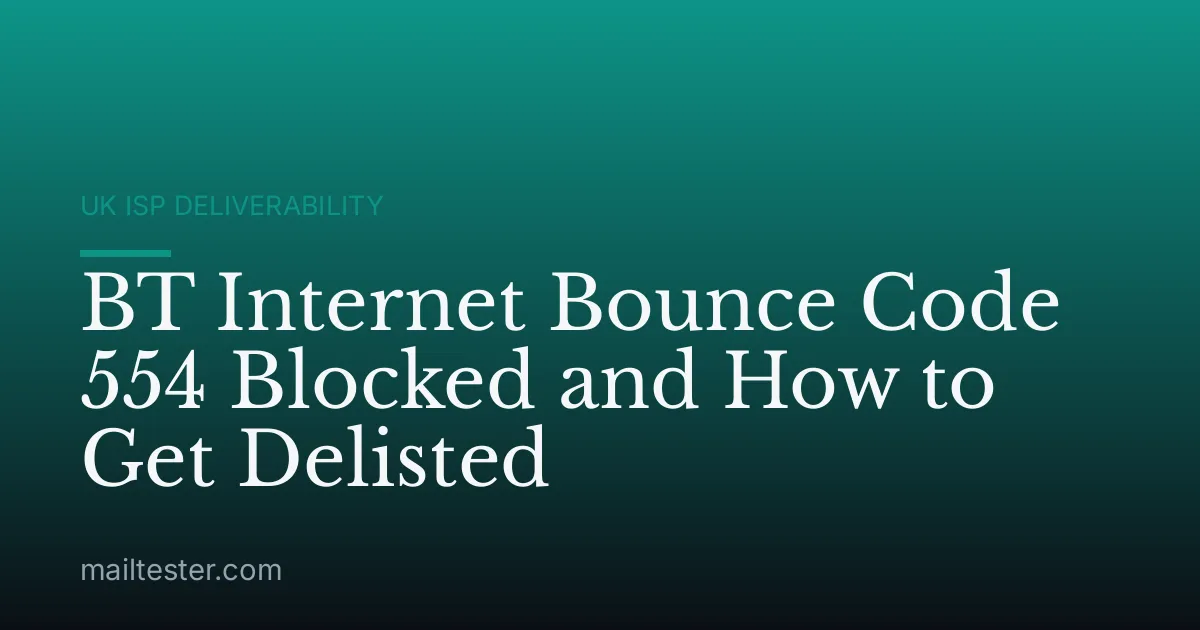 BT Internet Bounce Code 554 Blocked and How to Get Delisted