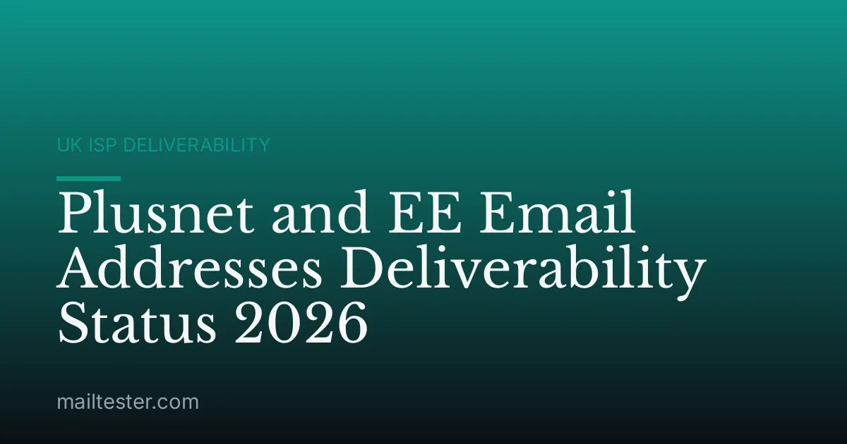Plusnet and EE Email Addresses Deliverability Status 2026