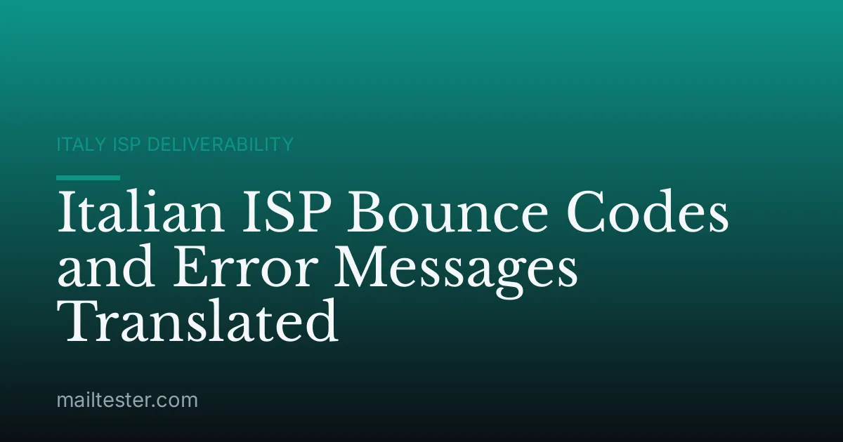 Italian ISP Bounce Codes and Error Messages Translated