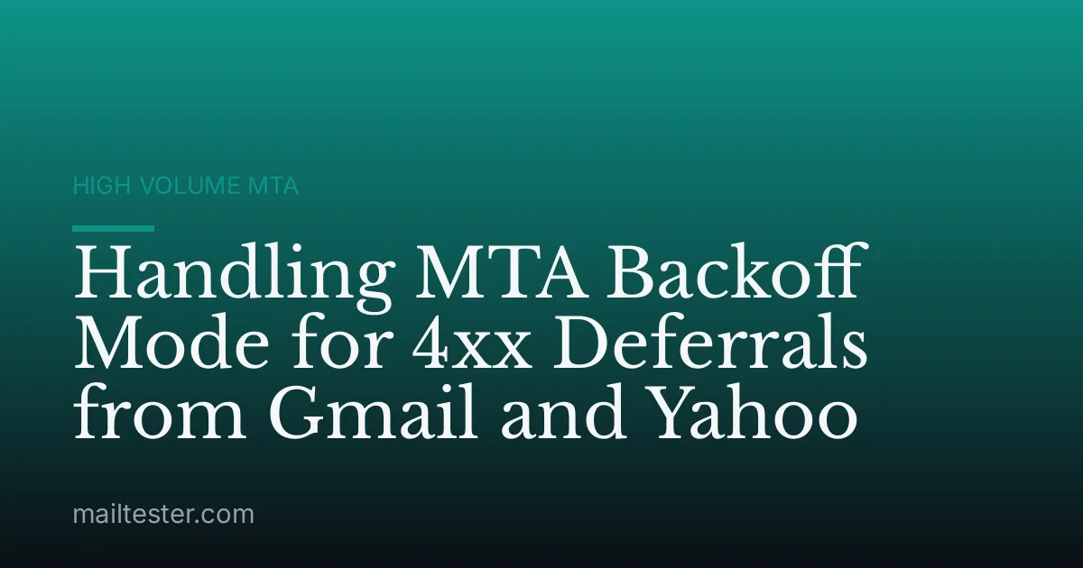Handling MTA Backoff Mode for 4xx Deferrals from Gmail and Yahoo