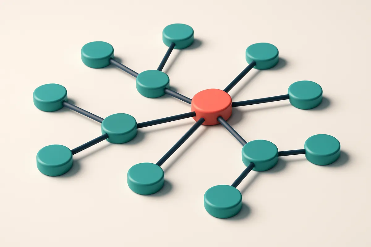 a network of small circular nodes connected by lines