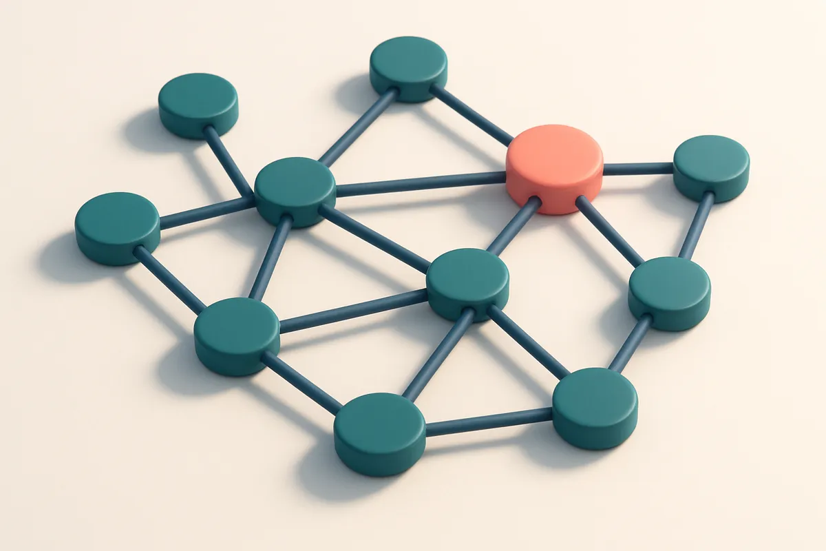 a network of small circular nodes connected by lines