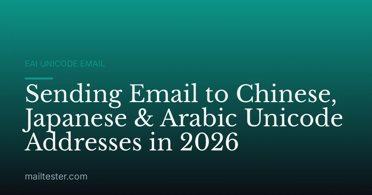 Sending Email to Chinese, Japanese & Arabic Unicode Addresses in 2026