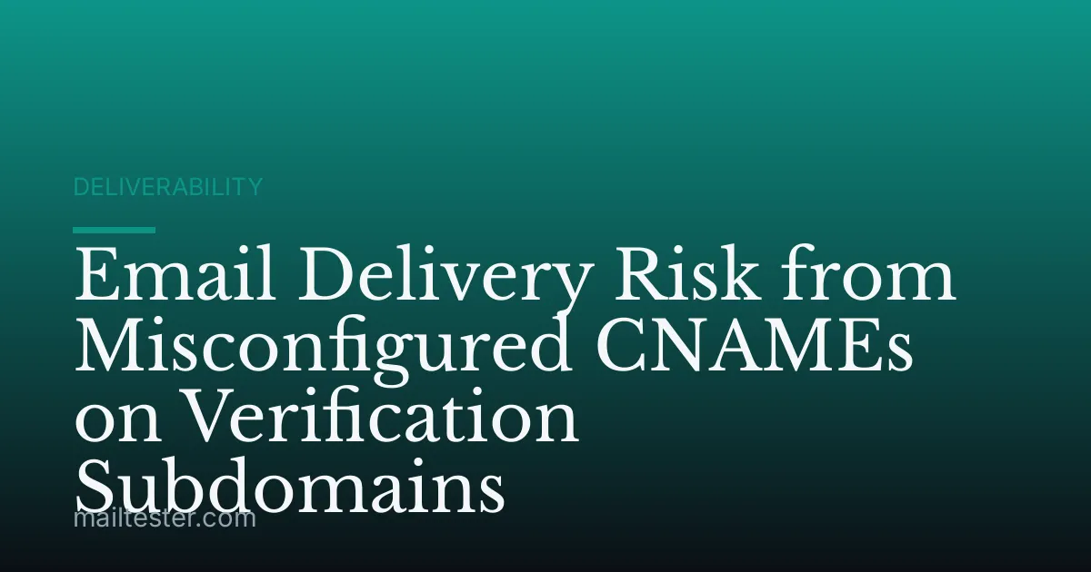 Email Delivery Risk from Misconfigured CNAMEs on Verification Subdomains