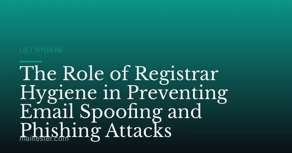 The Role of Registrar Hygiene in Preventing Email Spoofing and Phishing Attacks
