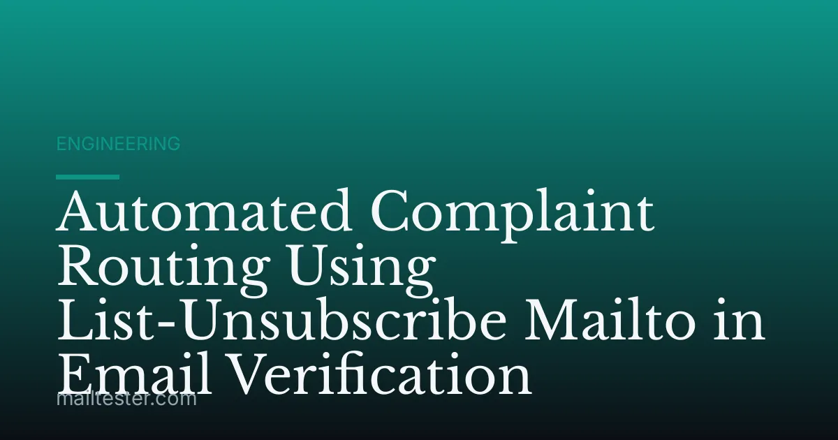 Automated Complaint Routing Using List-Unsubscribe Mailto in Email Verification
