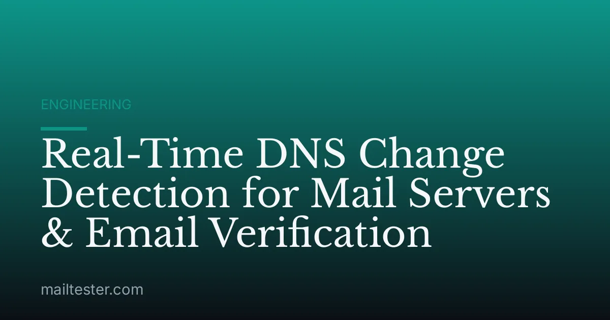 Real-Time DNS Change Detection for Mail Servers & Email Verification