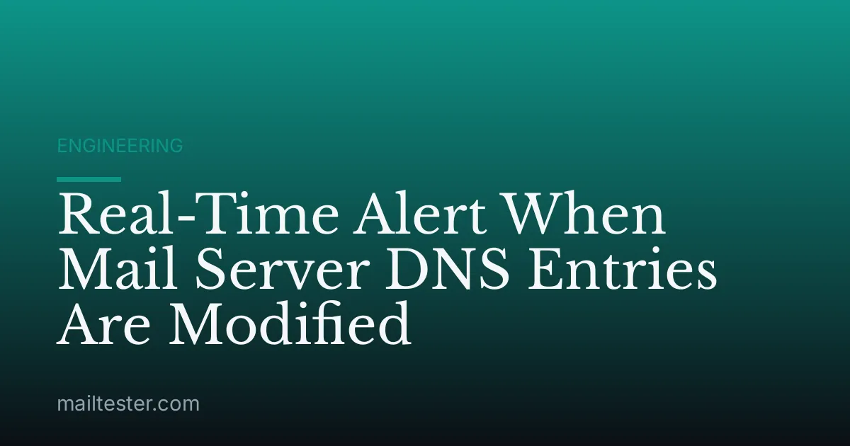 Real-Time Alert When Mail Server DNS Entries Are Modified