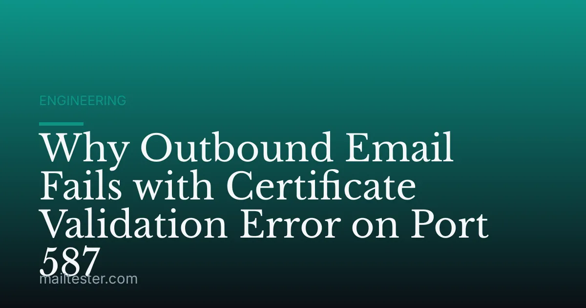 Why Outbound Email Fails with Certificate Validation Error on Port 587