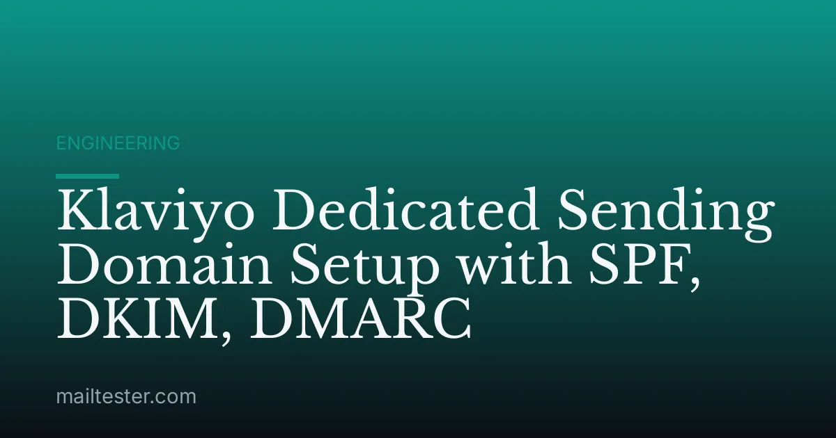 Klaviyo Dedicated Sending Domain Setup with SPF, DKIM, DMARC