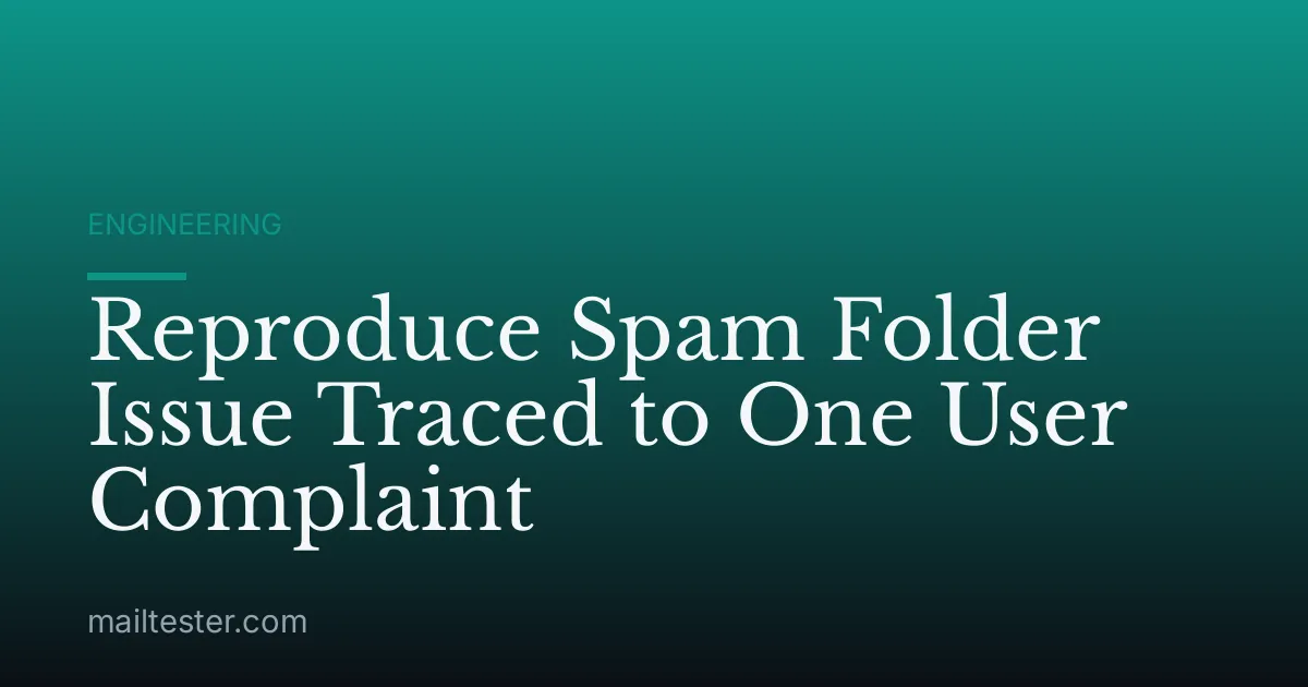 Reproduce Spam Folder Issue Traced to One User Complaint