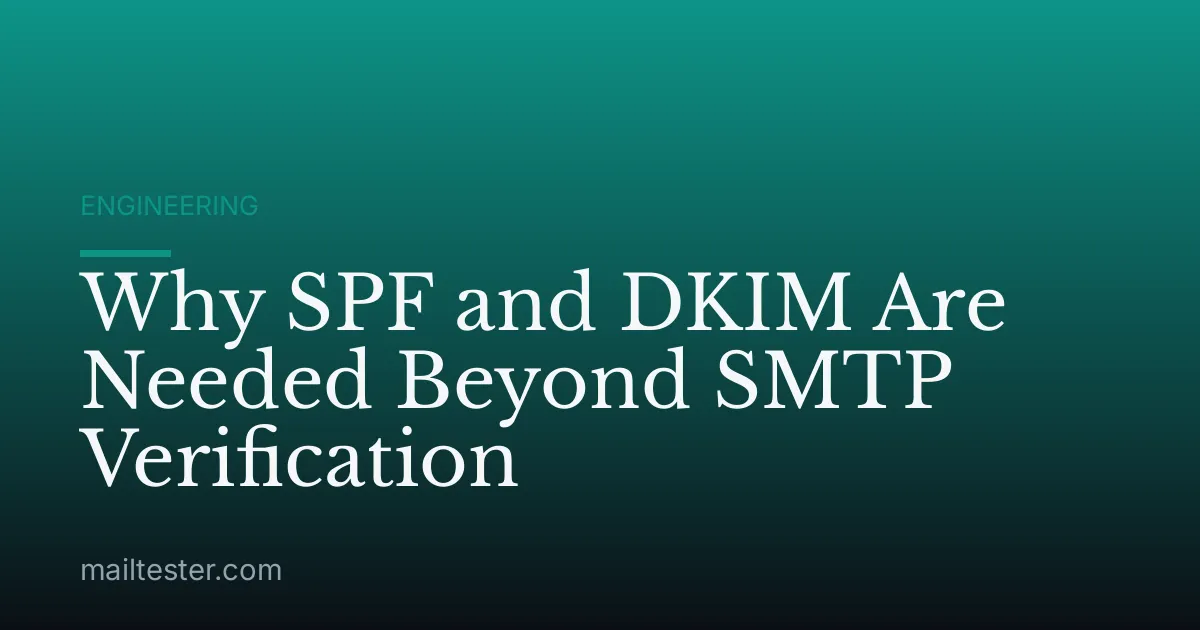Why SPF and DKIM Are Needed Beyond SMTP Verification